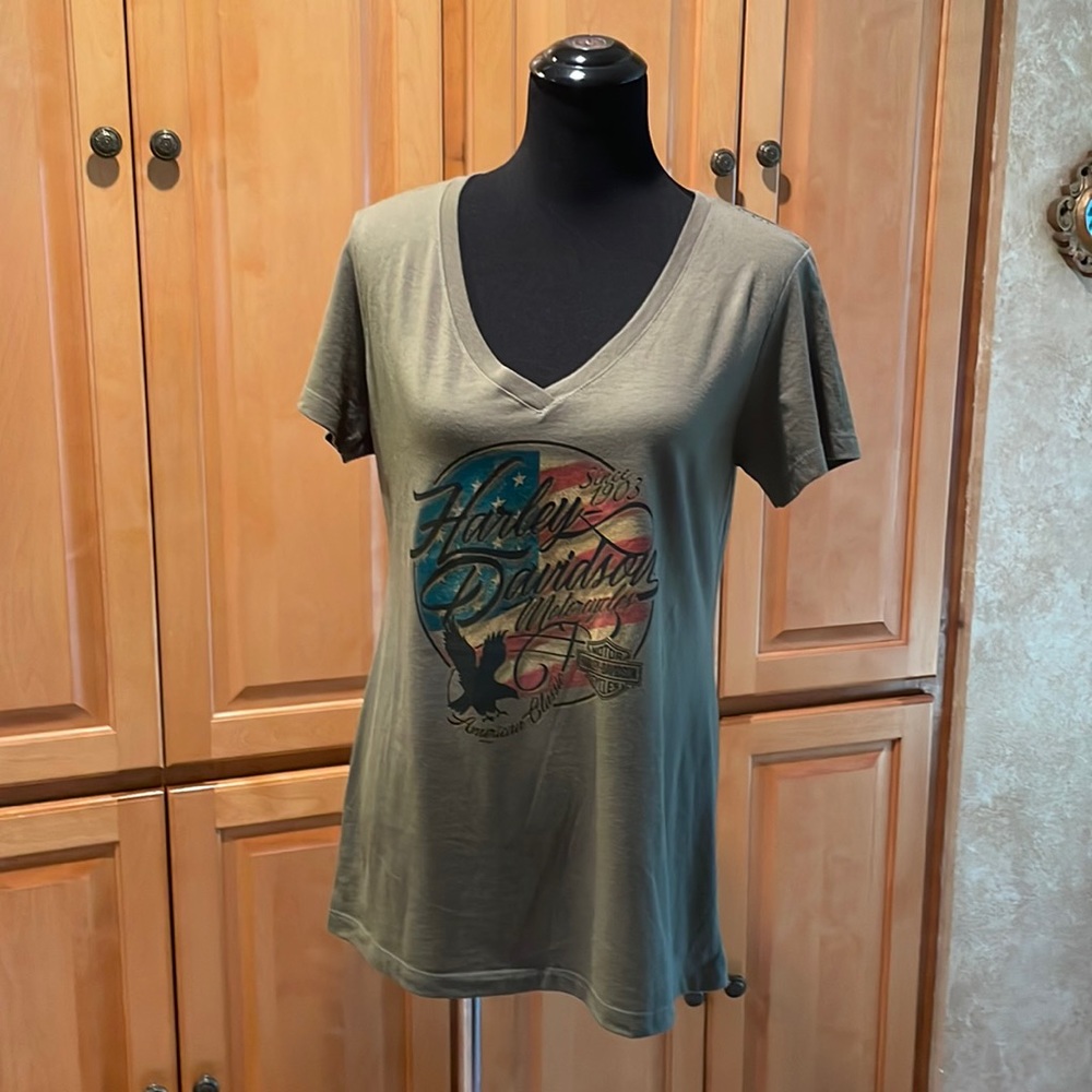 Harley-Davidson Motorcycles Military Green Tee XL